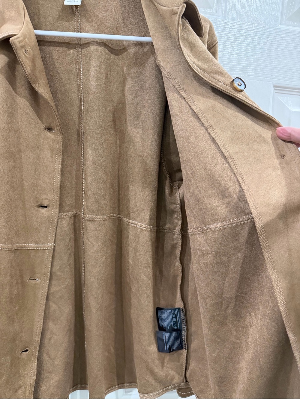 H&M Women's Suede feel Button-Front lightweight jacket - Tan Sz S - Picture 7 of 7